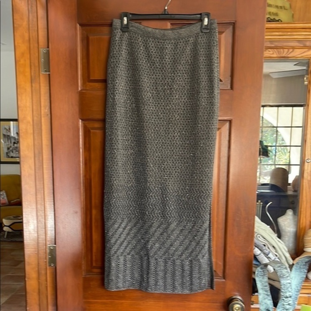 BODE metallic knit maxi skirt color is called Astro
